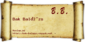 Bak Balázs névjegykártya